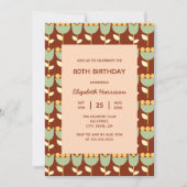 幾何学的なレトロフラワー バウハウス ブラウン 誕生日 招待状 (正面)