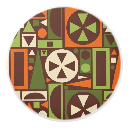 幾何学的なレトロ50sの世紀半ばのモダンの抽象芸術 セラミックノブ (正面)