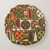 幾何学的なレトロ50sの世紀半ばのモダンの抽象芸術 ラウンドクッション (正面)