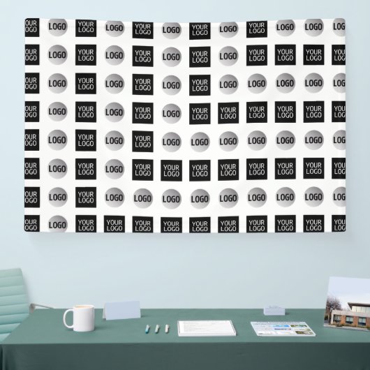 幾何学的なロゴパターン デザイン 横断幕 (トレードショー)