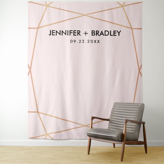 幾何学的なローズゴールドのウェディングフォトバックドロップ タペストリー (インサイチュ)