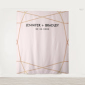 幾何学的なローズゴールドのウェディングフォトバックドロップ タペストリー (正面)