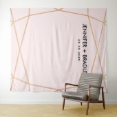 幾何学的なローズゴールドの結婚式の写真用背景 タペストリー (インサイチュ(横))