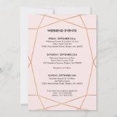 幾何学的なローズゴールドの結婚式ウェルカムノート 招待状 (裏面)