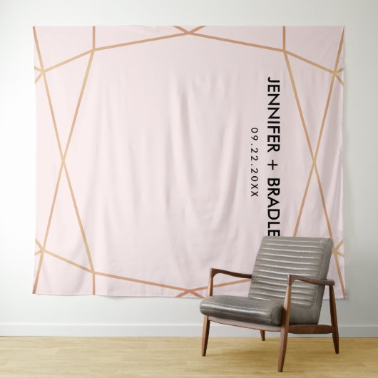 幾何学的なローズゴールドの結婚式写真用背景 タペストリー (インサイチュ(横))