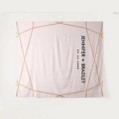 幾何学的なローズゴールドの結婚式写真用背景 タペストリー (正面(横))