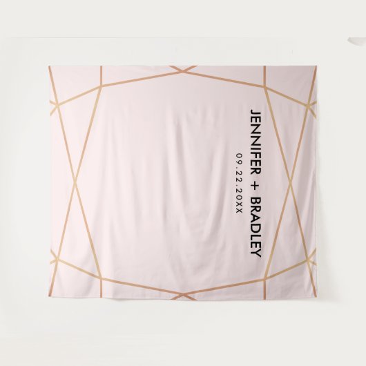 幾何学的なローズゴールドの結婚式写真用背景 タペストリー (正面(横))