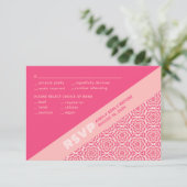 幾何学的なローズ レッド ウェディング 出欠カード (スタンド正面)