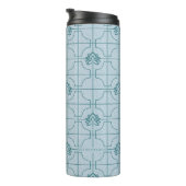 幾何学的なロータスグリッドパターン – 白いロータス タンブラー (回転右)