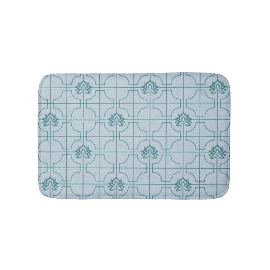 幾何学的なロータスグリッドパターン – 白いロータス バスマット (正面)