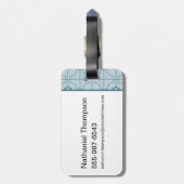 幾何学的なロータスグリッドパターン – 白いロータス ラゲッジタグ (裏面縦)