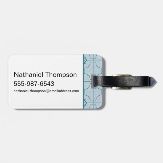 幾何学的なロータスグリッドパターン – 白いロータス ラゲッジタグ (裏面横)