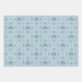 幾何学的なロータスグリッドパターン – 白いロータス ラッピングペーパーシート (正面2)