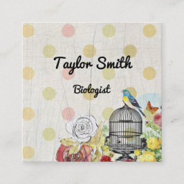 幾何学的なヴィンテージの鳥のモダンな名刺に点を打ちます スクエア名刺