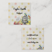 幾何学的なヴィンテージの鳥のモダンな名刺に点を打ちます スクエア名刺 (正面/裏面)