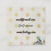 幾何学的なヴィンテージの鳥のモダンな名刺に点を打ちます スクエア名刺 (裏面)