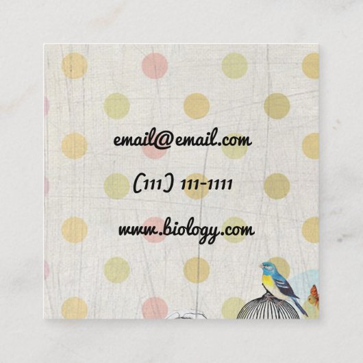 幾何学的なヴィンテージの鳥のモダンな名刺に点を打ちます スクエア名刺 (裏面)