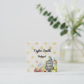 幾何学的なヴィンテージの鳥のモダンな名刺に点を打ちます スクエア名刺 (スタンド正面)