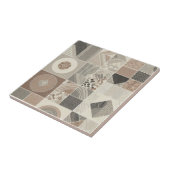 幾何学的なヴィンテージスタイルのオートミールソフトブラック タイル (側面)