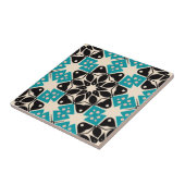 幾何学的な万華鏡ティール(緑がかった色)ブルーホワイトモザイク タイル (側面)