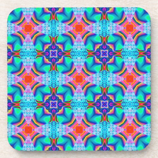 幾何学的な万華鏡曼荼羅パターン コースター (正面)