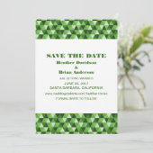 幾何学的な三角形のウェディングお知らせカード（グリーン） 招待状 (スタンド正面)