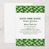 幾何学的な三角形のウェディングお知らせカード（グリーン） 招待状 (正面/裏面)