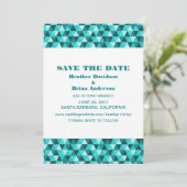 幾何学的な三角形のウェディングお知らせカード, ティール 招待状 (スタンド正面)