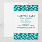 幾何学的な三角形のウェディングお知らせカード, ティール 招待状 (正面/裏面)