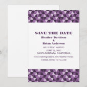 幾何学的な三角形のウェディングお知らせカード、紫 招待状 (正面/裏面)