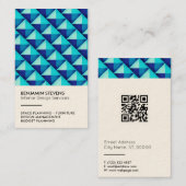 幾何学的な三角形のピラミッドパターン青 名刺 (正面/裏面)