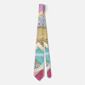 幾何学的な三角形の水の色の手のパター絵を描ン ネクタイ (正面)