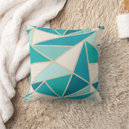 幾何学的な三角形、沿岸のターコイズラグーンブルー クッション