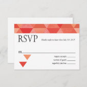 幾何学的な三角形RSVPの応答カード|珊瑚 出欠カード (正面/裏面)