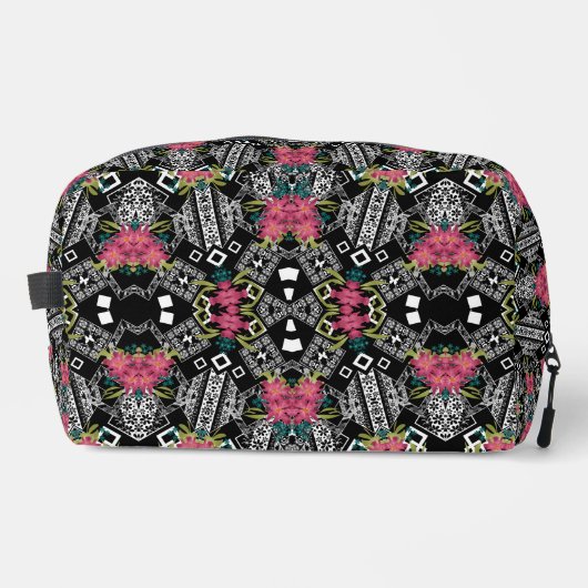 幾何学的な上にピンクの花の花束 ドップキット (正面)