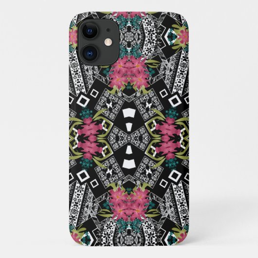 幾何学的な上にピンクの花の花束 Case-Mate iPhoneケース (裏面)