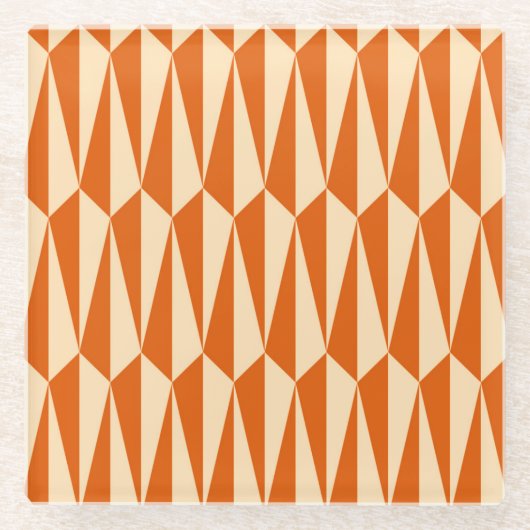 幾何学的な世紀半ばオレンジの陰 ガラスコースター (正面)