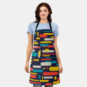 幾何学的な丸い長方形パターン エプロン (着用した状態)