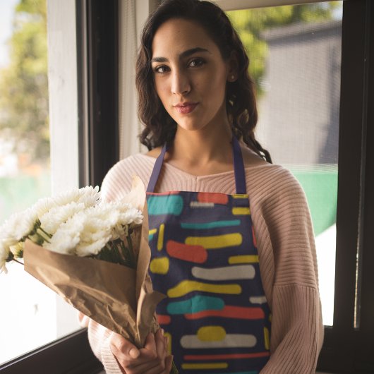 幾何学的な丸い長方形パターン エプロン