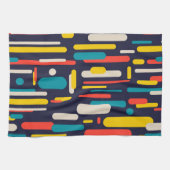 幾何学的な丸い長方形パターン キッチンタオル (横)