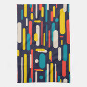 幾何学的な丸い長方形パターン キッチンタオル (縦)