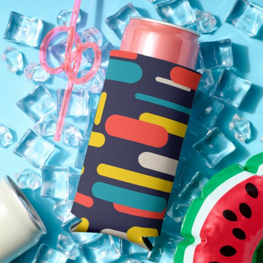 幾何学的な丸い長方形パターン スリム缶クーラー (インサイチュ 夏)