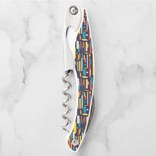 幾何学的な丸い長方形パターン ソムリエナイフ (正面)