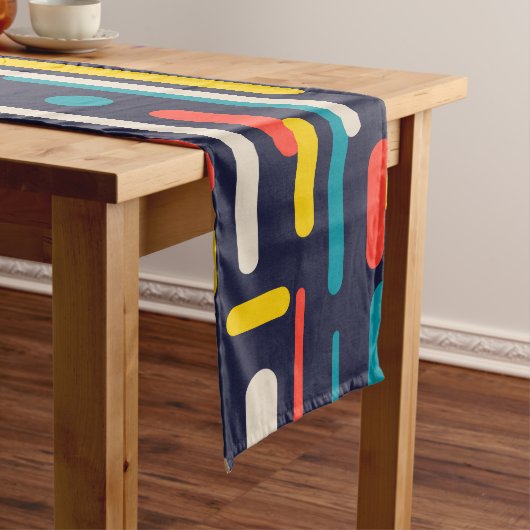 幾何学的な丸い長方形パターン ロングテーブルランナー (インサイチュ)