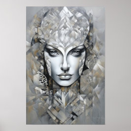 幾何学的な優雅さ：女モダン性抽象芸術アート ポスター