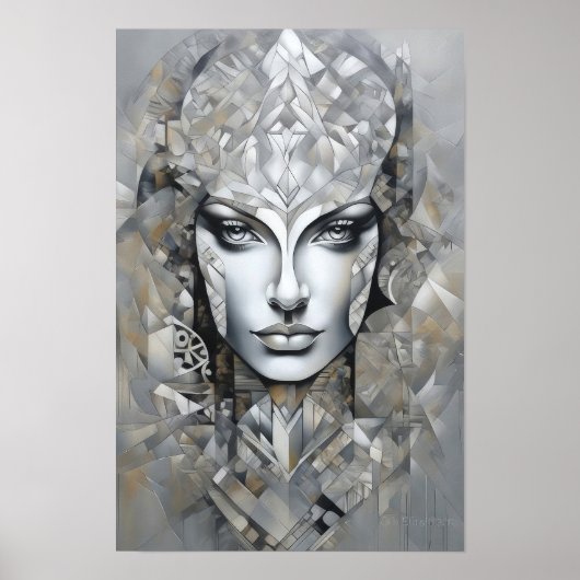 幾何学的な優雅さ：女モダン性抽象芸術アート ポスター (正面)