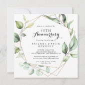幾何学的な優雅なゴールド 50周年結婚記念日 招待状 (正面)