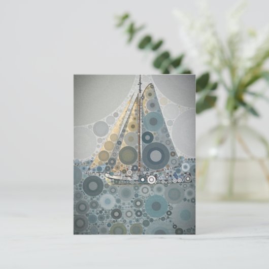 幾何学的な円セーリングボートアートギフトby LeahG ポストカード (スタンド正面)