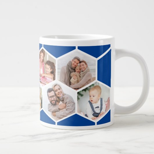 幾何学的な写真のコラージュ9写真青 ジャンボコーヒーマグカップ (右)