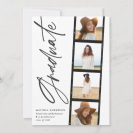 幾何学的な写真のタイポグラフィ紫の卒業 案内状